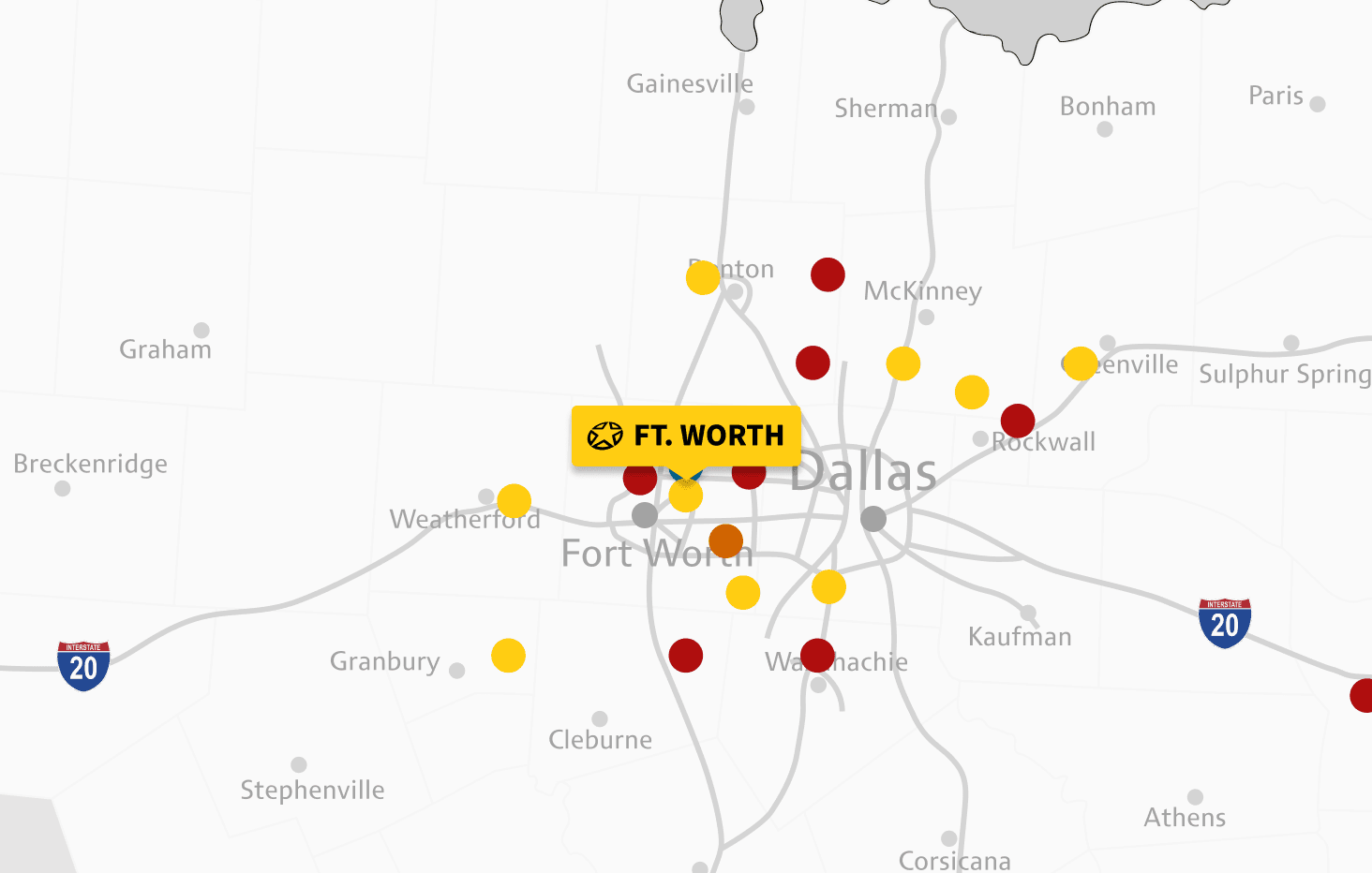 Map of Fort Worth location (airport freeway)